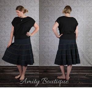 Mid Length Stretch Jean Skirt In XL